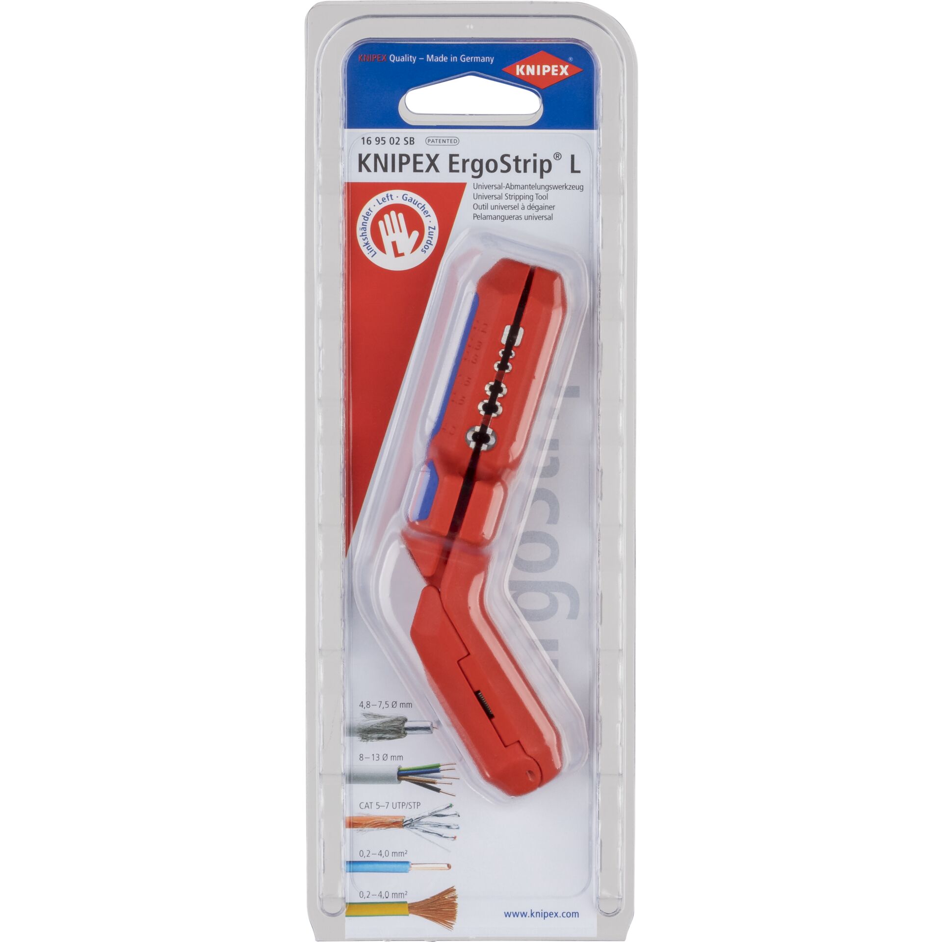 Knipex ErgoStrip Abisolierzange Blau, Rot