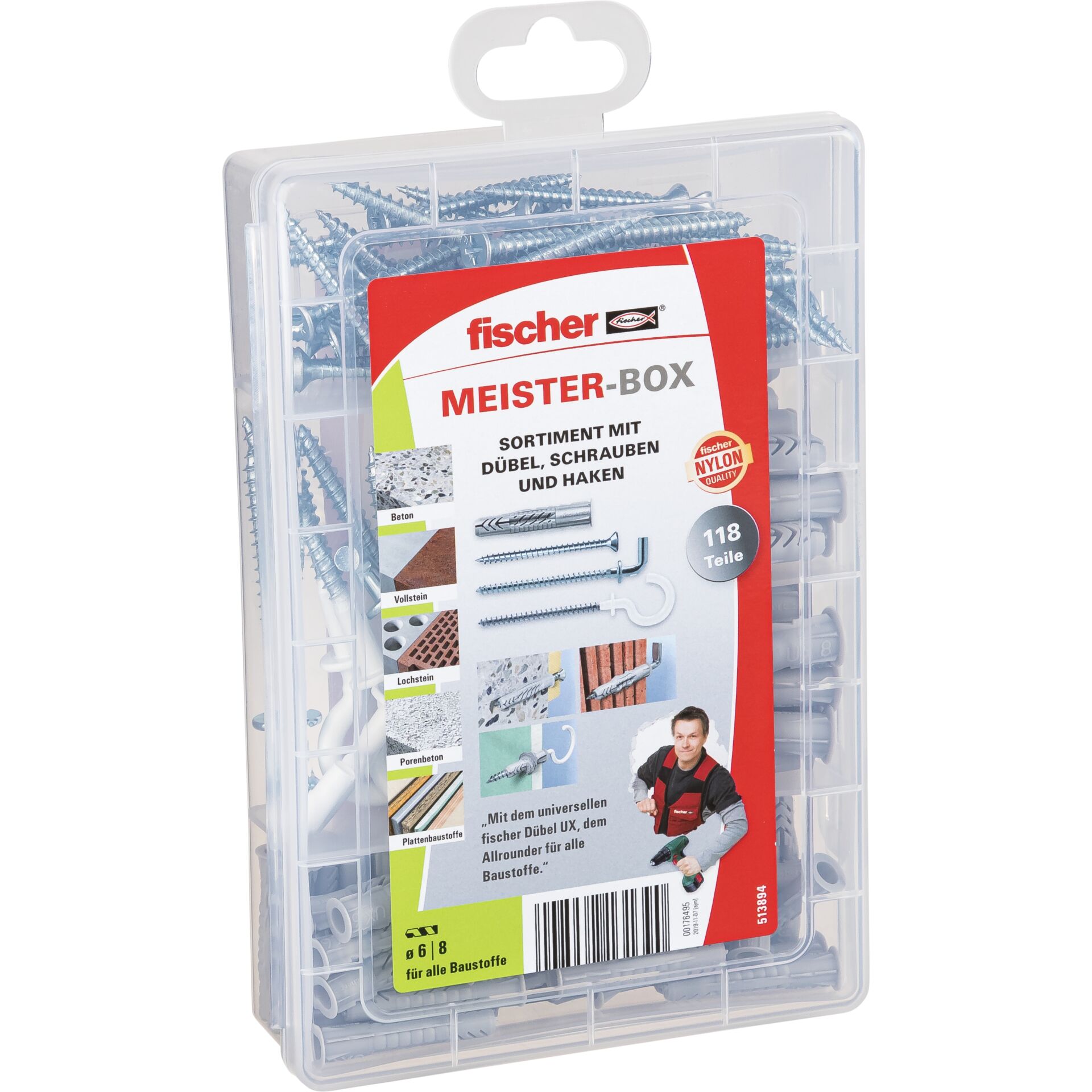 Fischer MeisterBox UX + Schrauben + Haken