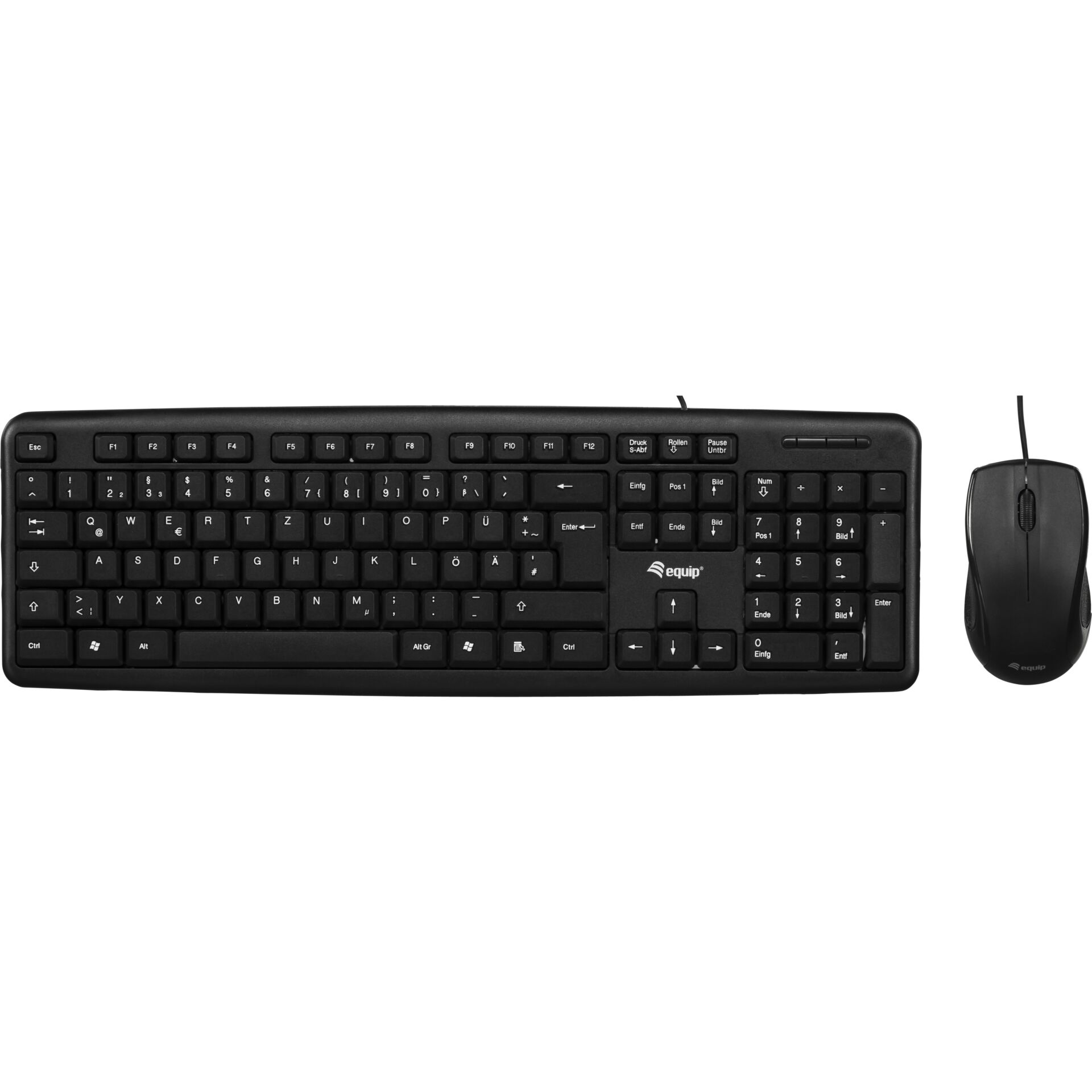 Equip Kabelgebundene Kombi aus Tastatur und Maus schwarz, USB, DE