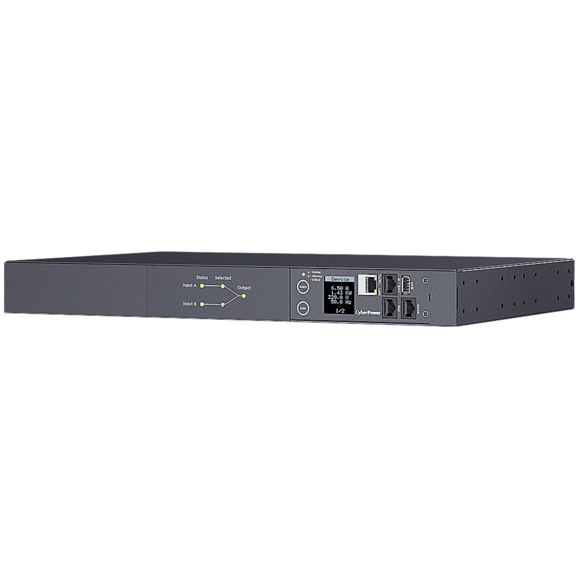 CyberPower PDU ATS, Switched, 230V/10A, 1HE, 12xC13 Ausgang, 2xC14 Eingang