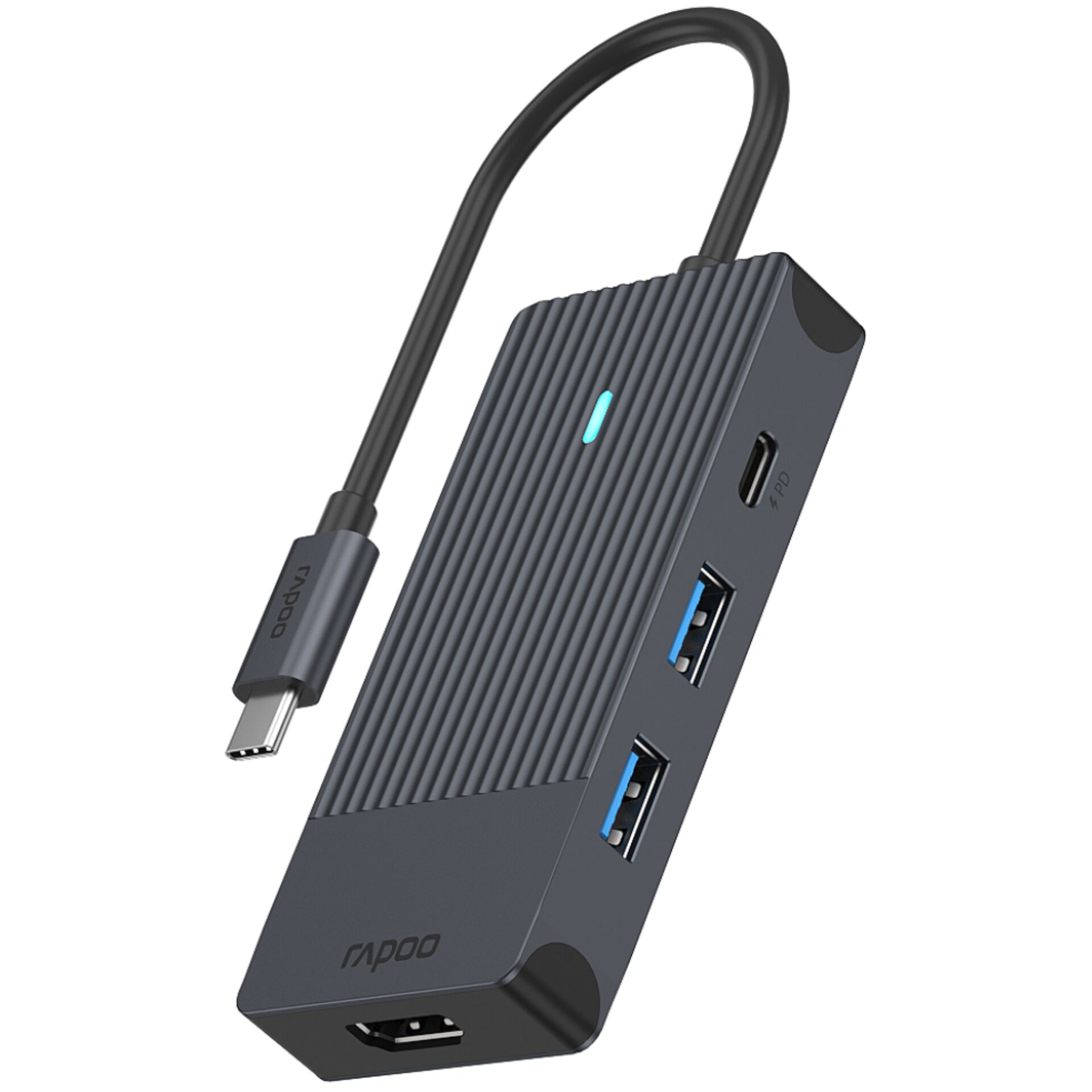 Rapoo USB-C Multiport Adapter 4-in-1, grau