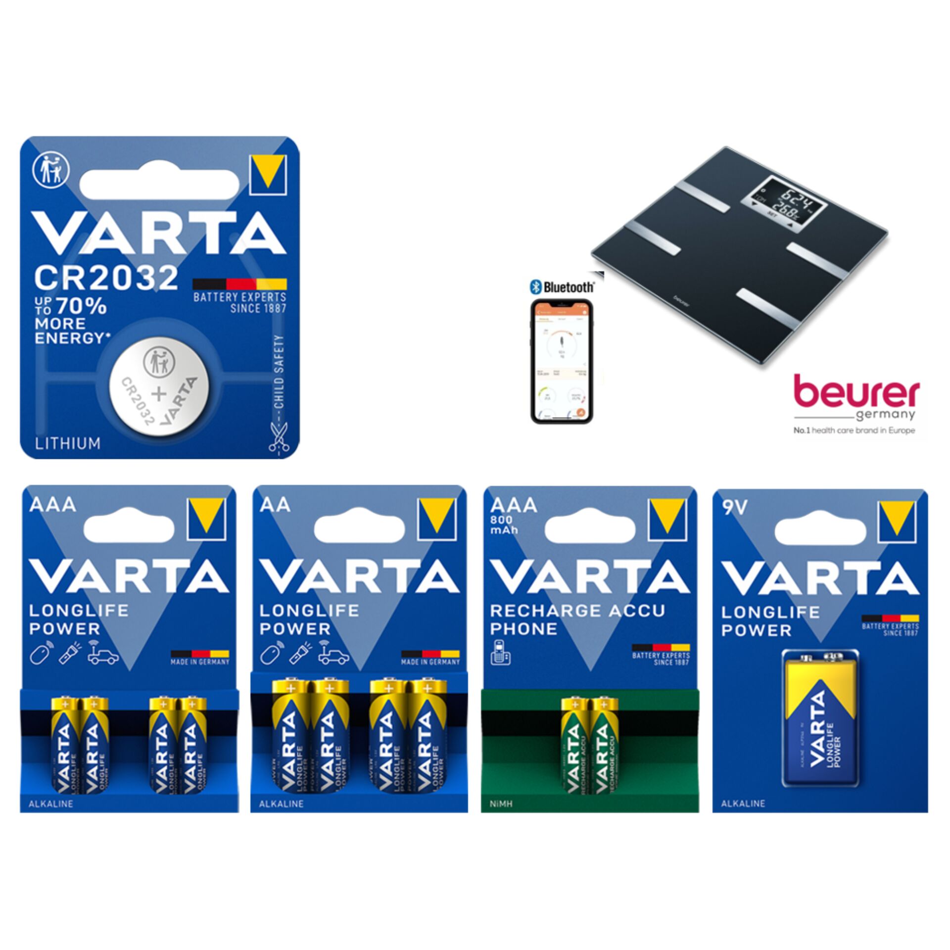 Varta Sales Drive Longlife Power Set inkl. Beurer Diagnose Waage