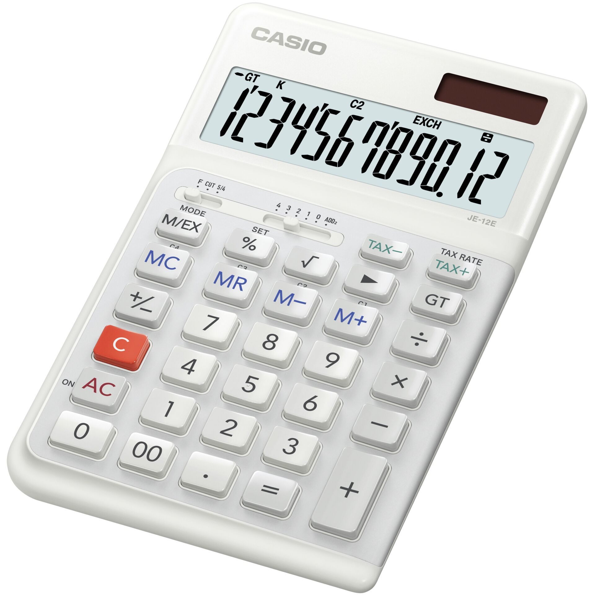 Casio JE-12E-WE Taschenrechner Desktop Einfacher Taschenrechner Weiß