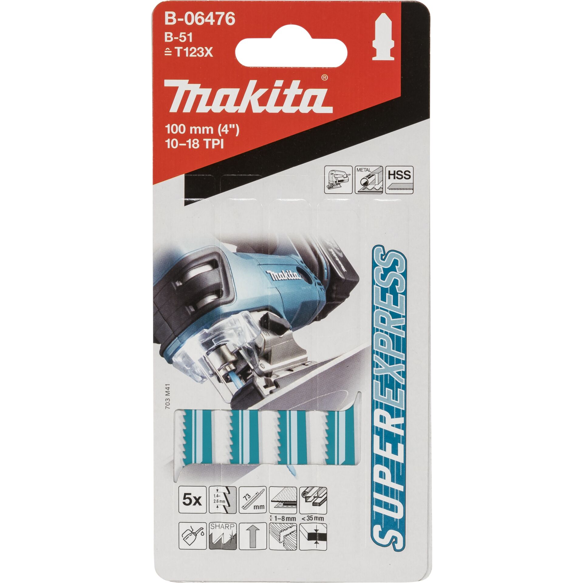 Makita B-06476 Stichsägeblatt B-51 Metall5St