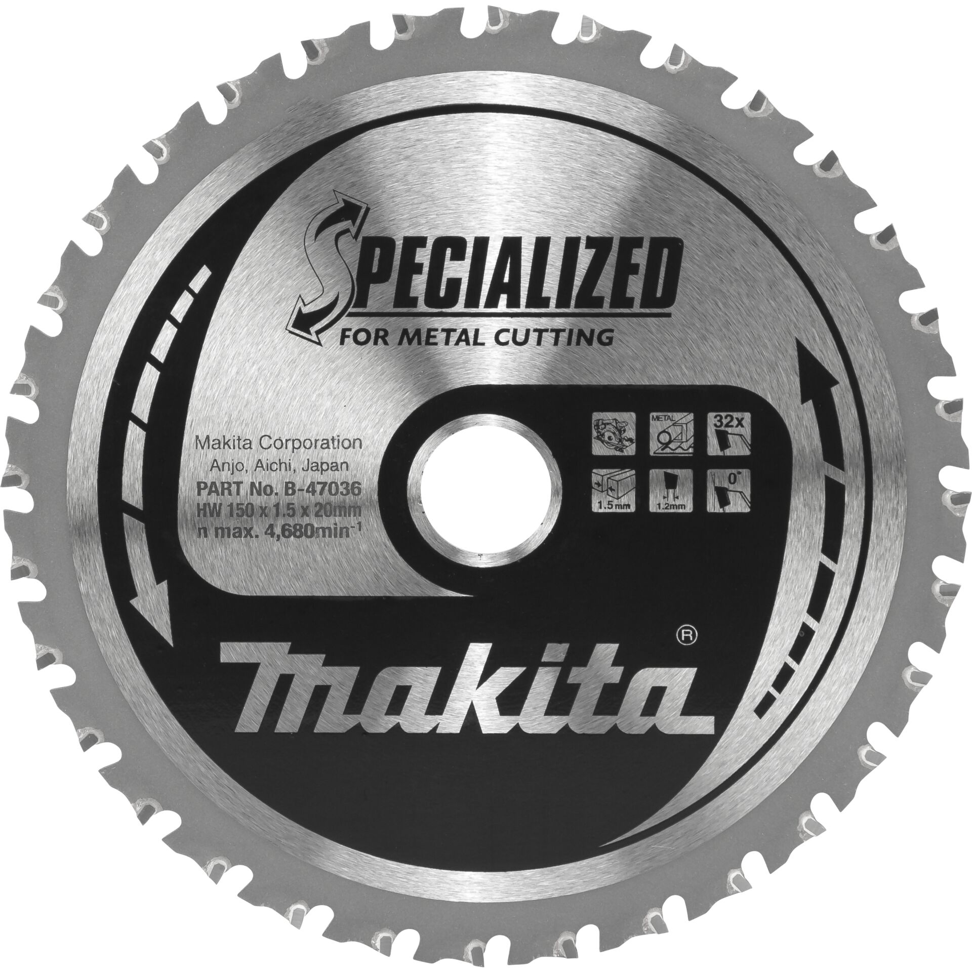 Makita B-47036 Sägeblatt f. Metall 150x20x32Z