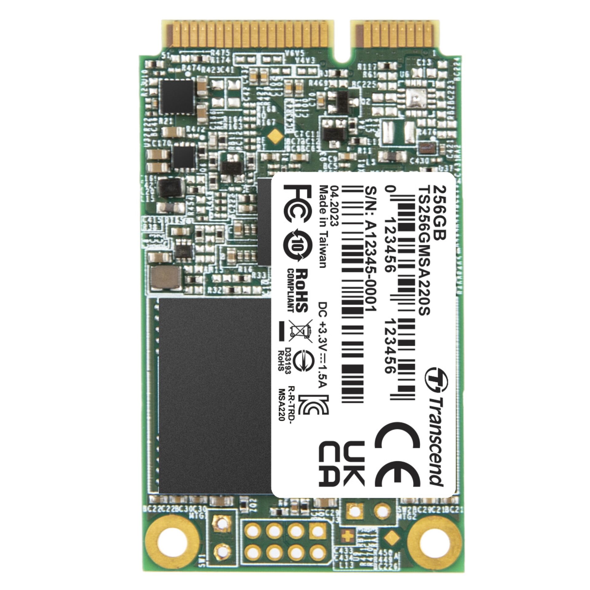 256 GB SSD Transcend MSA220S, mSATA 6Gb/s, lesen: 560MB/s, schreiben: 500MB/s, TBW: 83TB