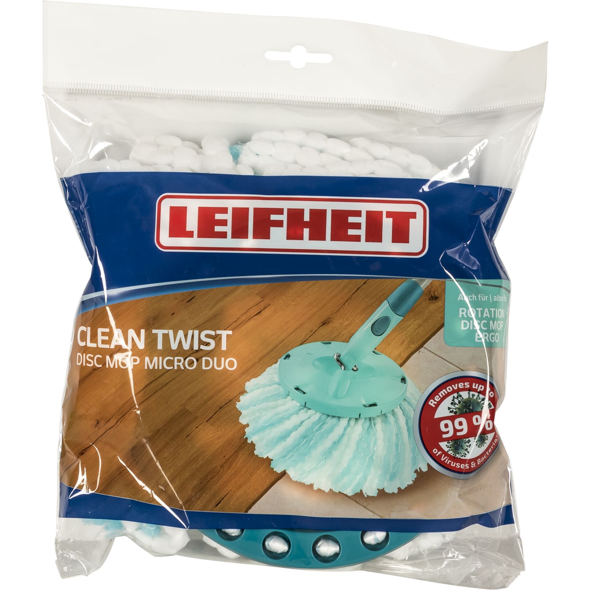 Leifheit 52104 Mop-Zubehör Wischbezug Türkis, Weiß