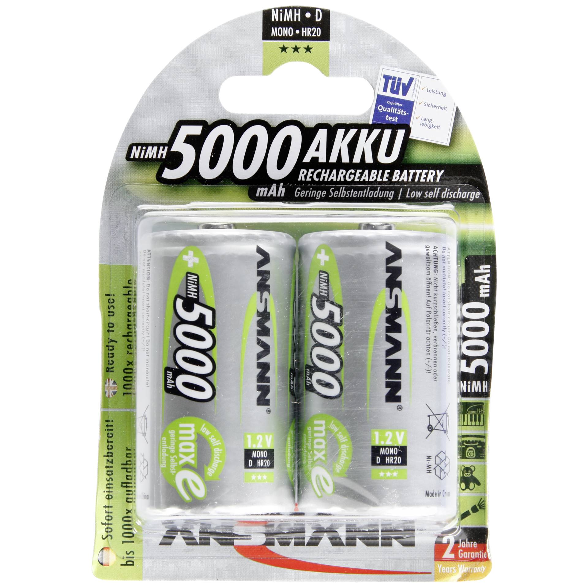 Ansmann Mono D NiMH 2x 5.000 mAh Akku 