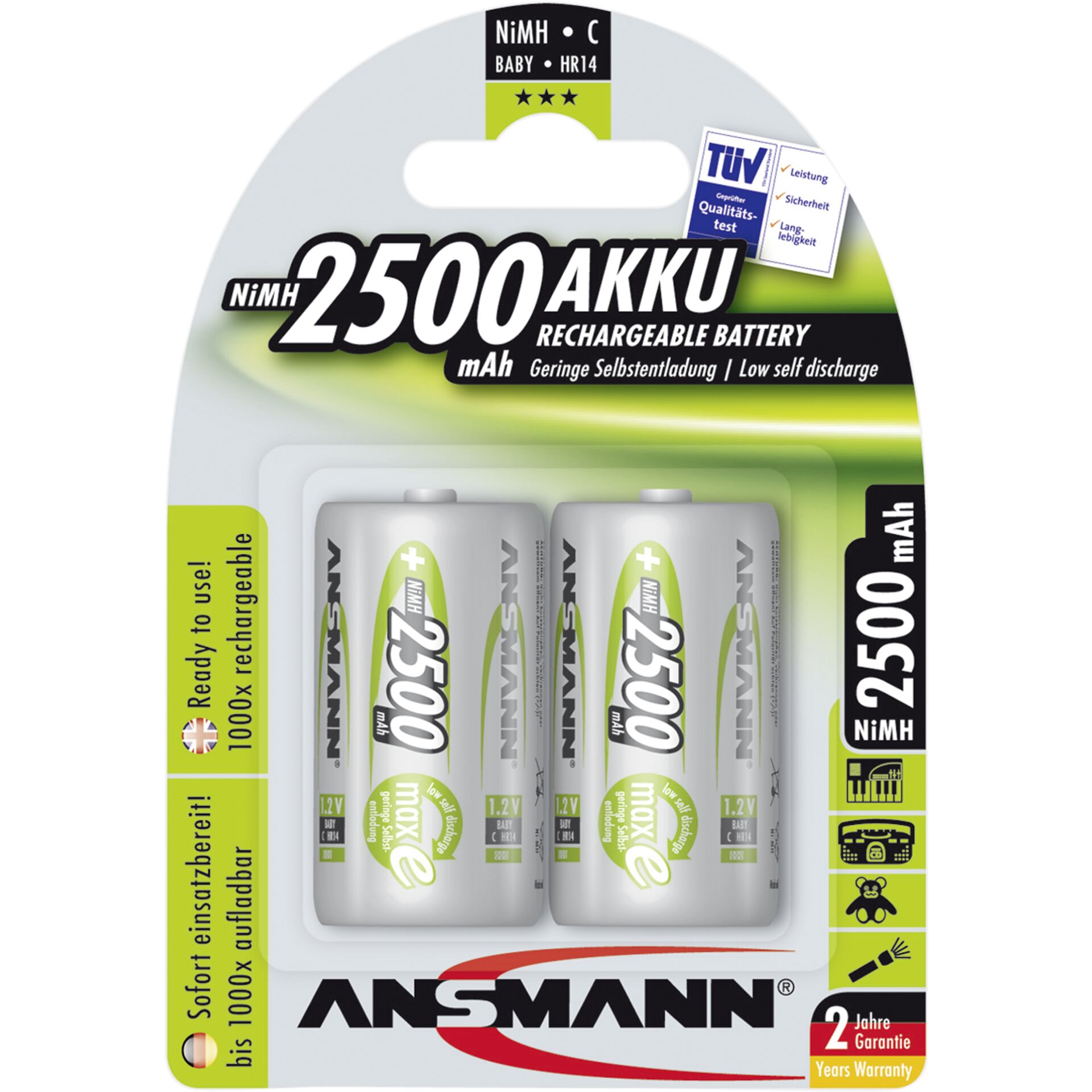 Ansmann NiMH Akku Baby C 2500mAh maxE 2er Blister 