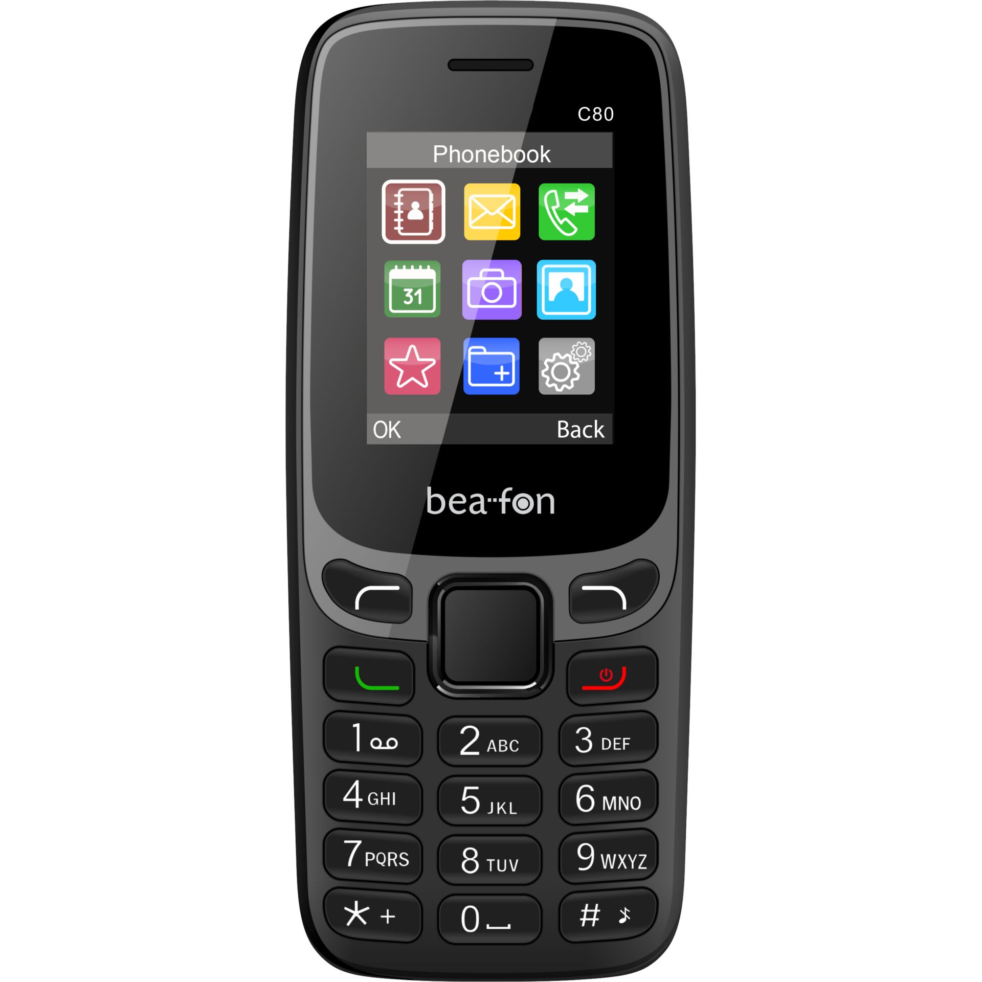 Beafon C80 4,5 cm (1.77) 67 g Schwarz Einsteigertelefon