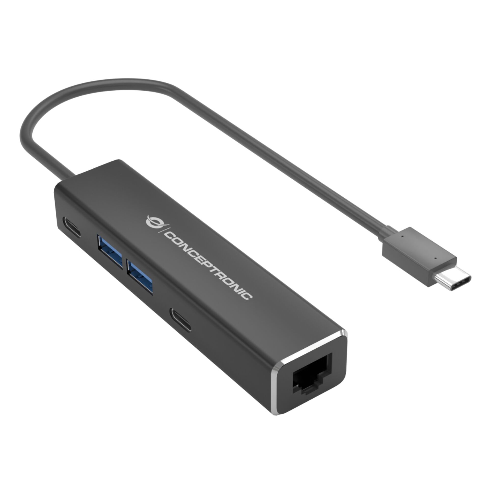 Conceptronic USB-Hub mit LAN-Adapter, USB-C 3.0 [Stecker] 