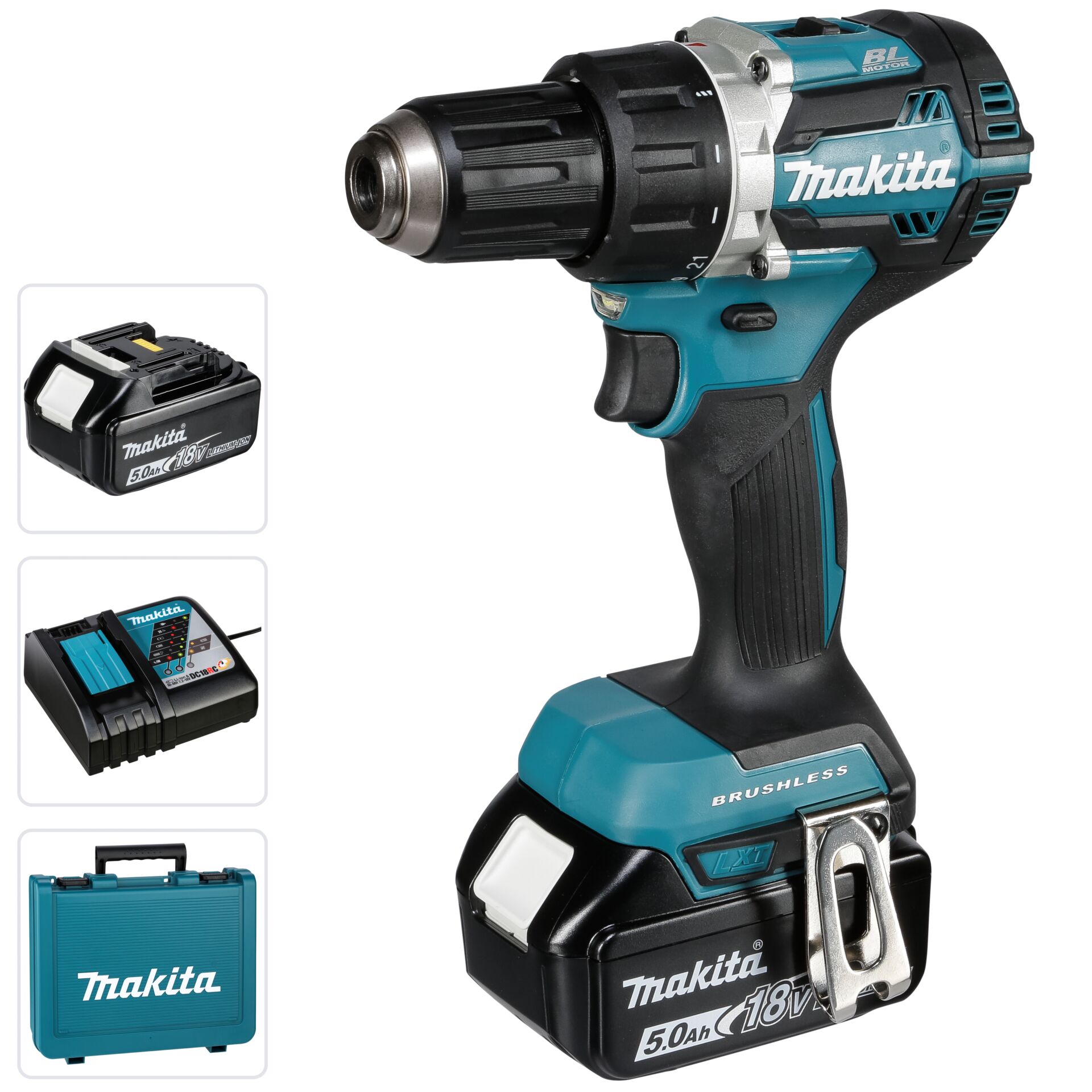 Makita DDF484RTE Akku-Bohrschrauber inkl. Koffer + 2 Akkus 5.0Ah