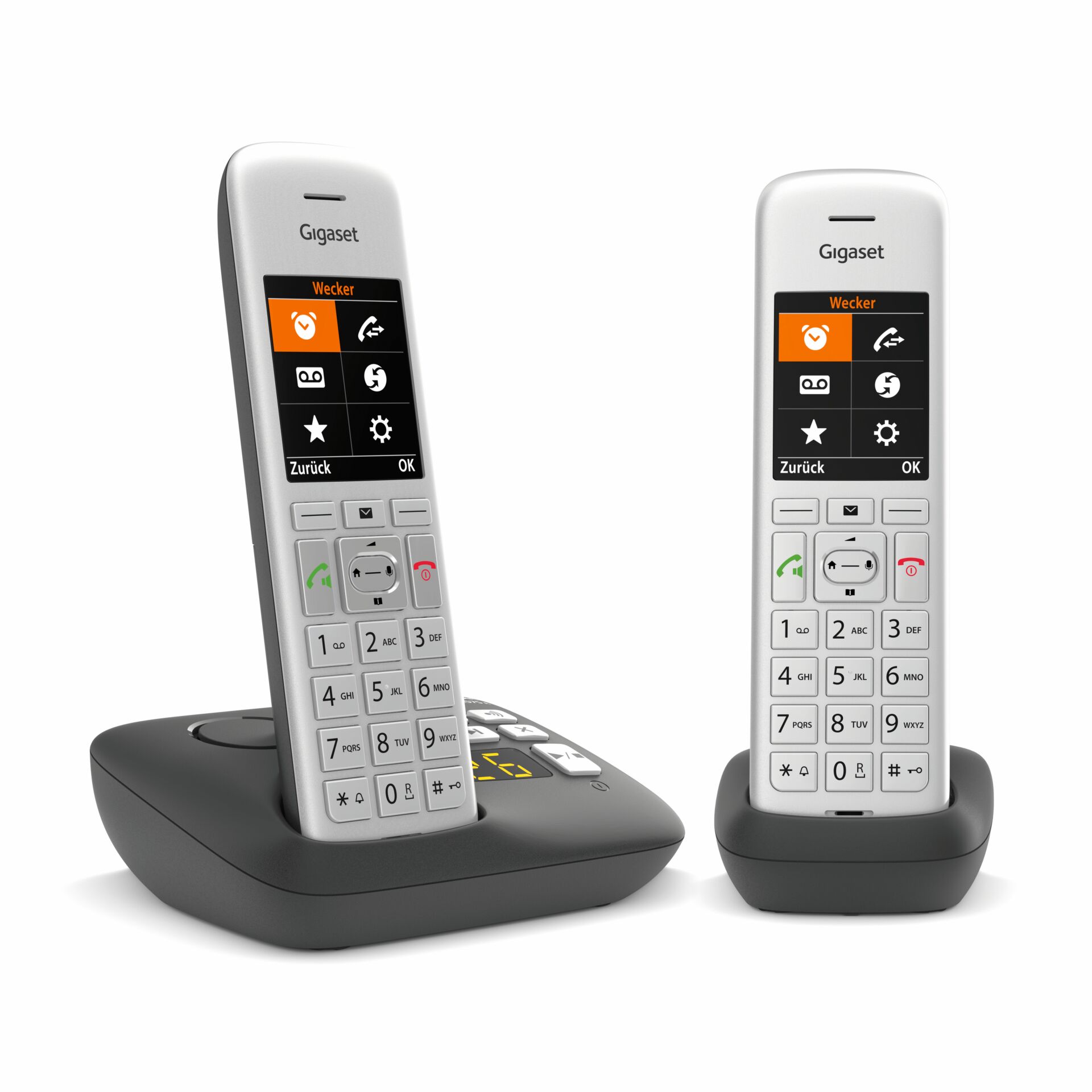 Gigaset CE575 A Duo Analoges/DECT-Telefon Anrufer-Identifikation Schwarz, Silber