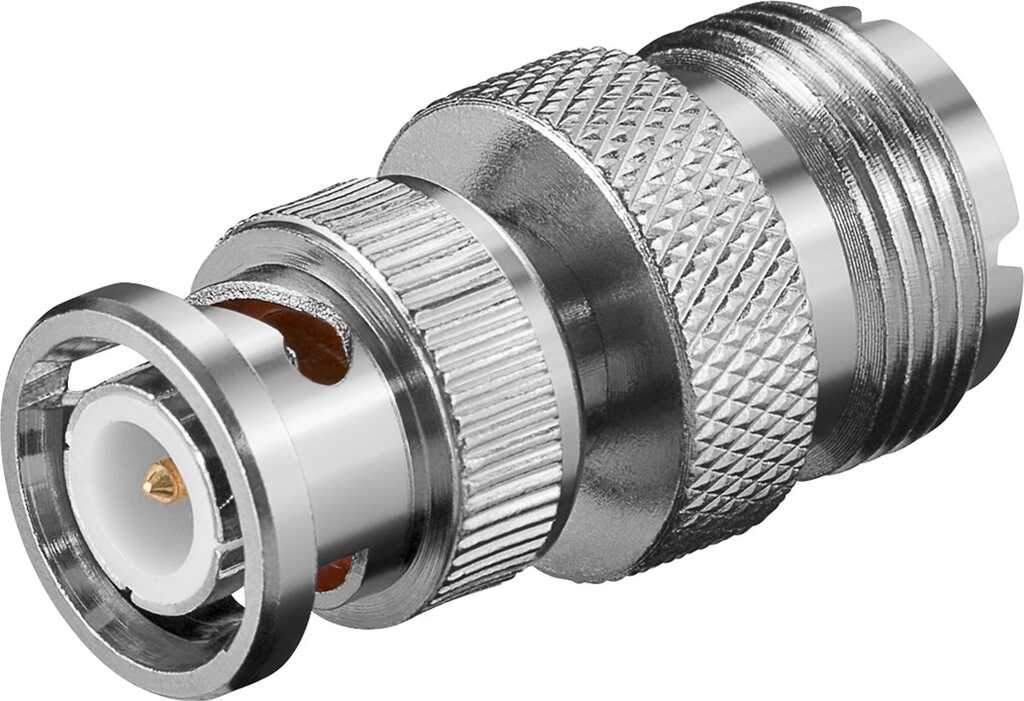 Goobay BNC-Stecker > UHF-Kupplung, vergoldeten Kontakten, Metallgehäuse, 75 Ohm, silber