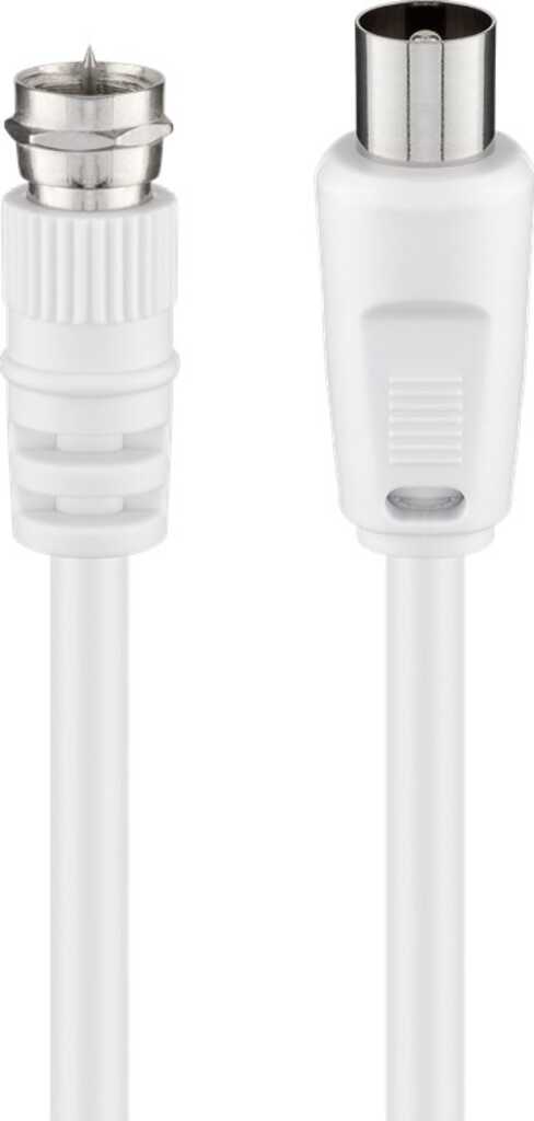 Goobay SAT-/Antennen-Adapterkabel (<70 dB), doppelt geschirmt, F-Stecker > Koax-Buchse, CCS, PVC-5mm, 2.5 m, weiß