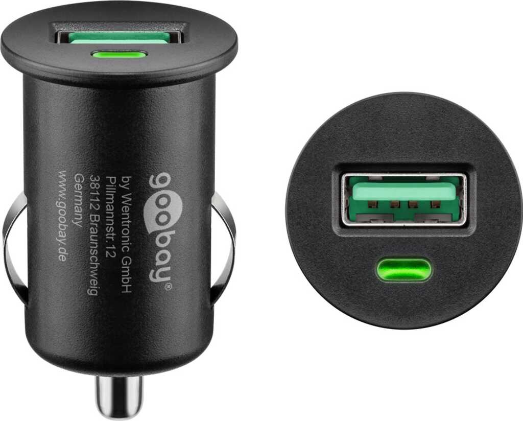 Goobay Quick Charge 3.0 USB Kfz Schnellladegerät, 18W, schw 