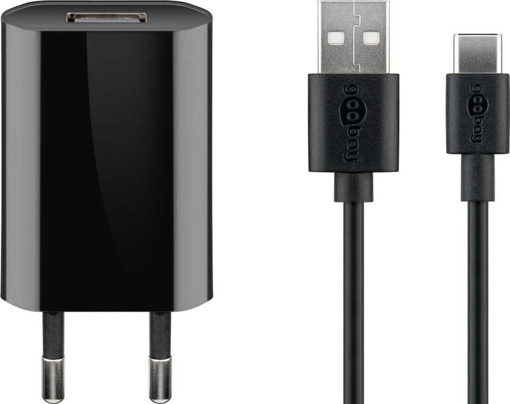 Goobay USB-C-Ladeset (5 W) Netzteil mit 1m USB-C-Kabel, schwarz