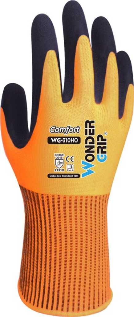 Wonder Grip WG-310HO Werkstatthandschuhe Orange Latex, Polyester 2 Stück(e)