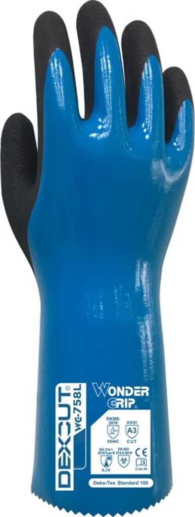 Wonder Grip WG-758L Werkstatthandschuhe Schwarz, Blau Nitrilschaum, Polyester, Spandex 12 Stück(e)