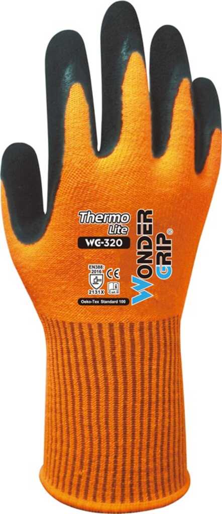 Wonder Grip WG-320 Werkstatthandschuhe Schwarz, Orange Acryl, Spandex 2 Stück(e)