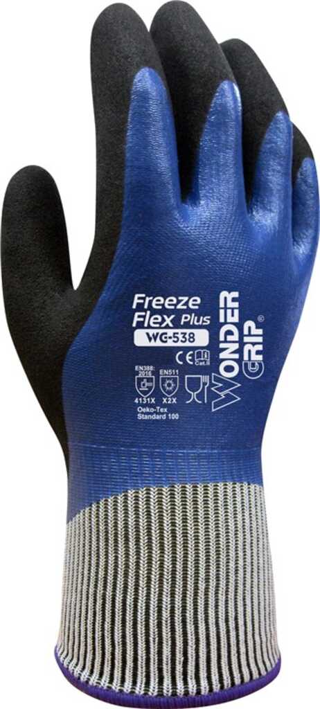 Wonder Grip WG-538 Werkstatthandschuhe Schwarz, Blau Acryl, Nitrilschaum, Polyester 1 Stück(e)