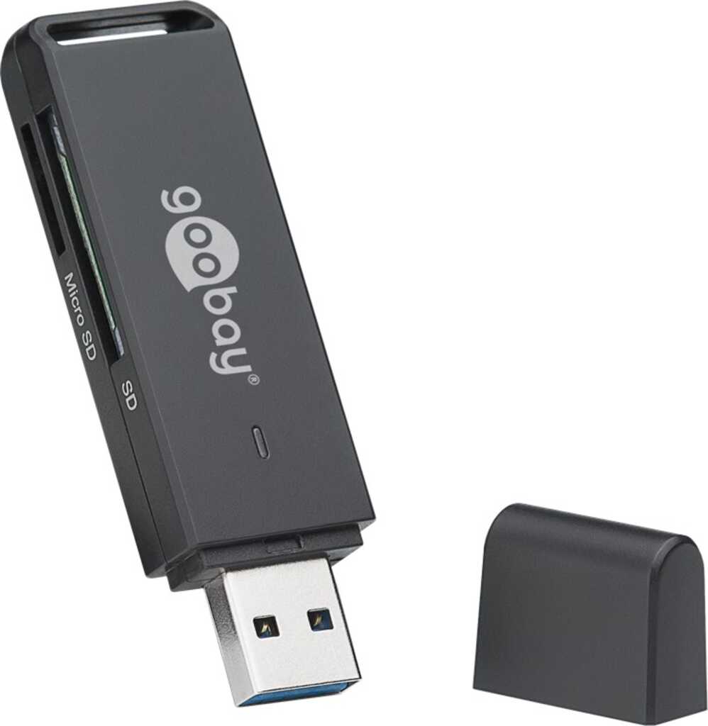 goobay Kartenlesegerät USB 3.0, bis zu 5.0 Gbit/s, SDXC-, SDHC-, Micro SD-, SD-Speicherkarten