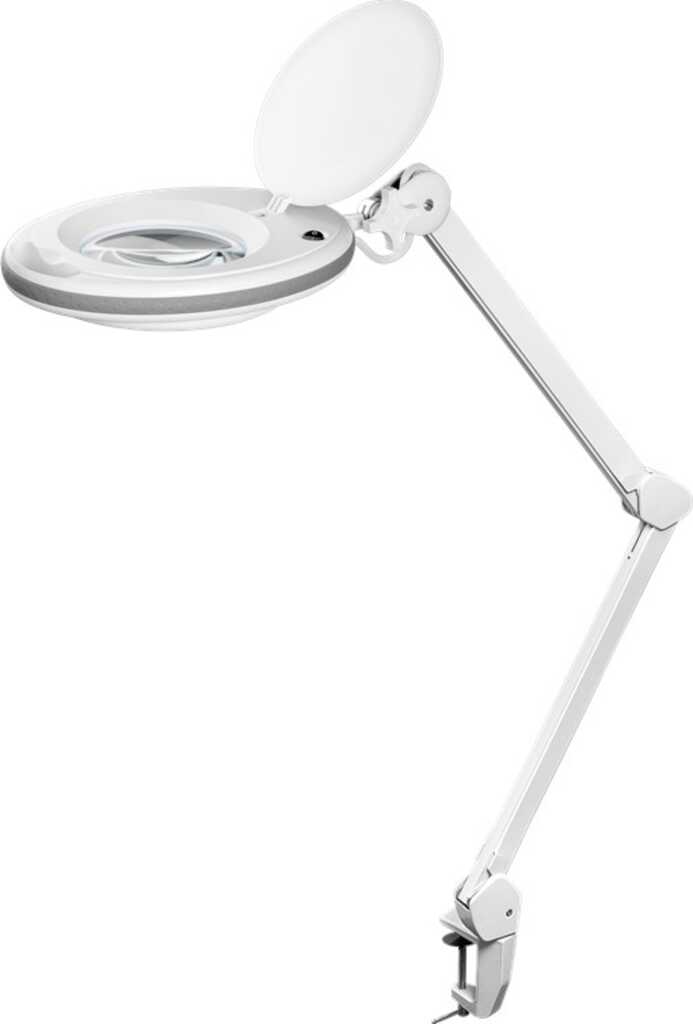 LED-Klemm-Lupenleuchte, 8 W, weiß 650 lm, 127 mm Kristall-Glaslinse, 1,75-fache Vergrößerung, 3 Dioptrien