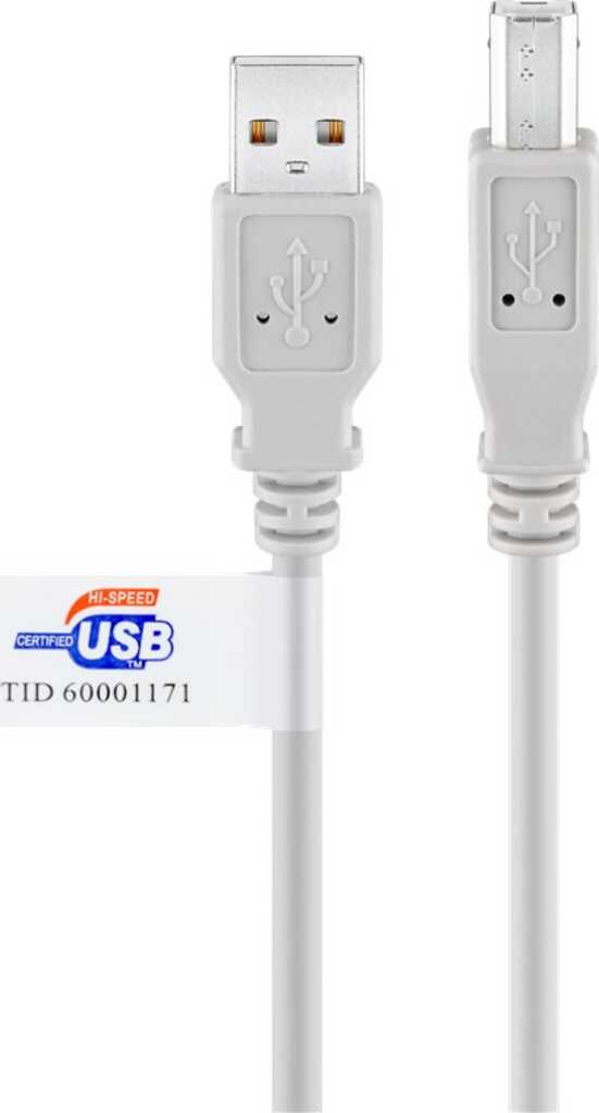 Goobay USB 2.0 Hi-Speed-Kabel mit USB-Zertifikat, grau USB-2.0-Stecker (Typ A) > USB-2.0-Stecker (Typ B)