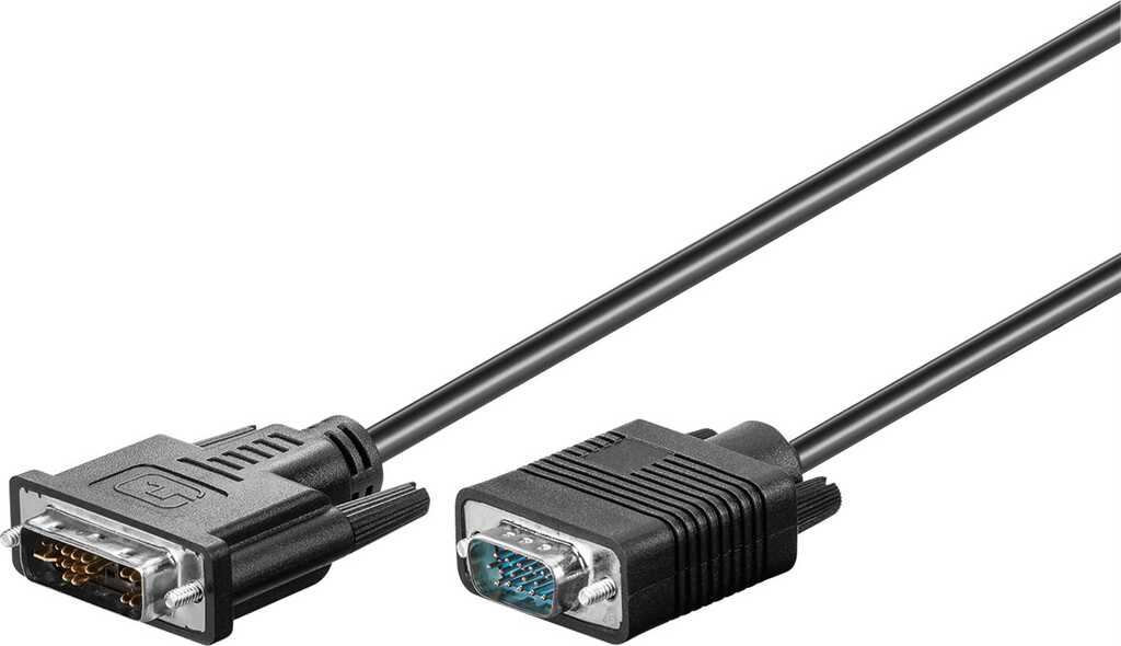 Goobay DVI-I/VGA Full HD Kabel, vernickelt DVI-A-Stecker (12+5 pin) > VGA-Stecker (15-polig)