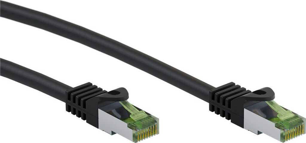 Goobay RJ45-Patchkabel mit CAT 8.1 S/FTP Rohkabel, schwarz Kupferleiter, LSZH halogenfreier Kabelmantel, RJ45-Stecker (CAT 6A)