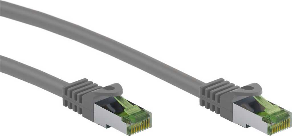 Goobay RJ45 Patchkabel mit CAT 8.1 S/FTP Rohkabel, grau Kupferleiter, LSZH halogenfreier Kabelmantel, RJ45-Stecker (CAT 6A)