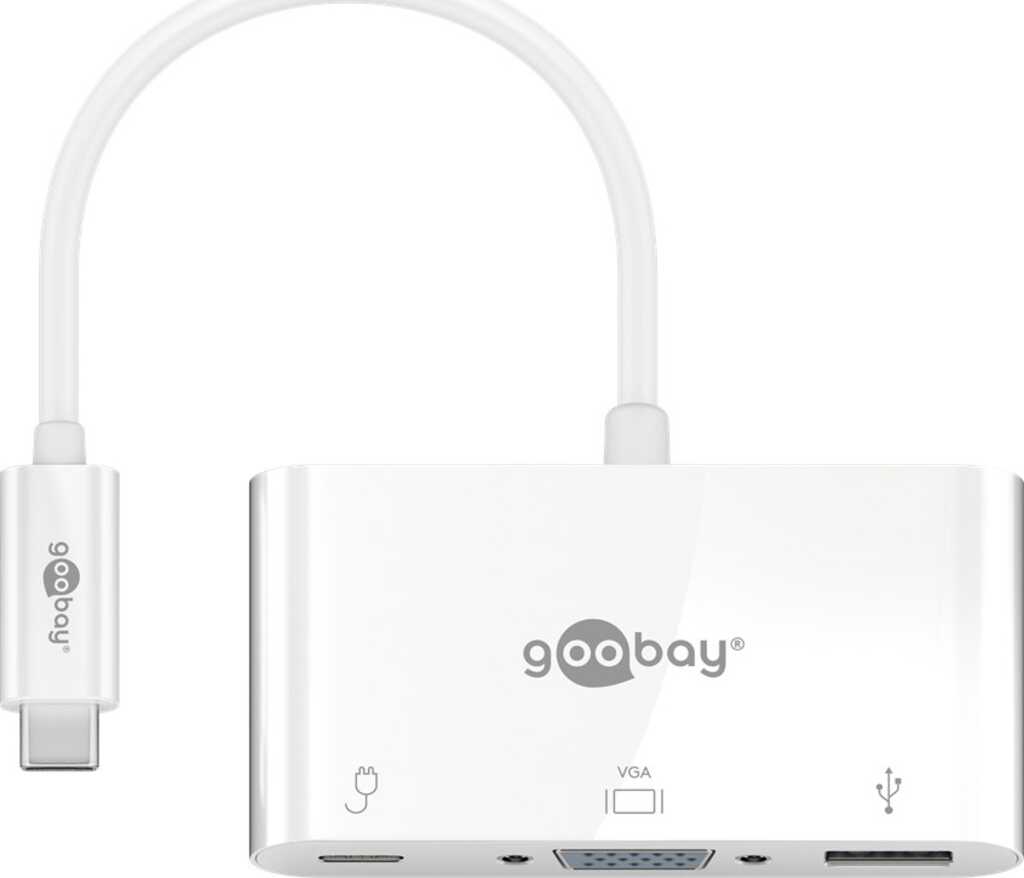 Goobay 62100 laptop-dockingstation & portreplikator Kabelgebunden USB 3.2 Gen 1 (3.1 Gen 1) Type-C Weiß