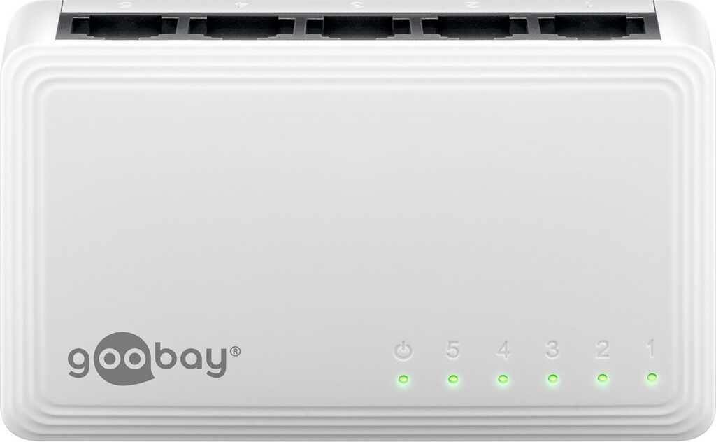 5-Port goobay Gigabit Ethernet Netzwerk-Switch 5x RJ45-Buchse Autonegotiation, 1000 Mbit/s