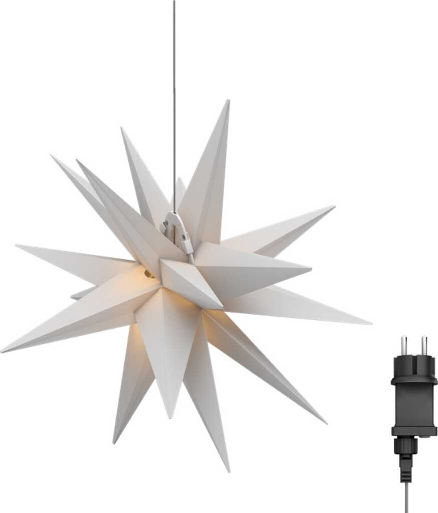 Goobay LED-Weihnachtsstern 3D,  56 cm, 4,5-V-Außentrafo Außenstern mit Timer und 18 Zacken, warmweiß