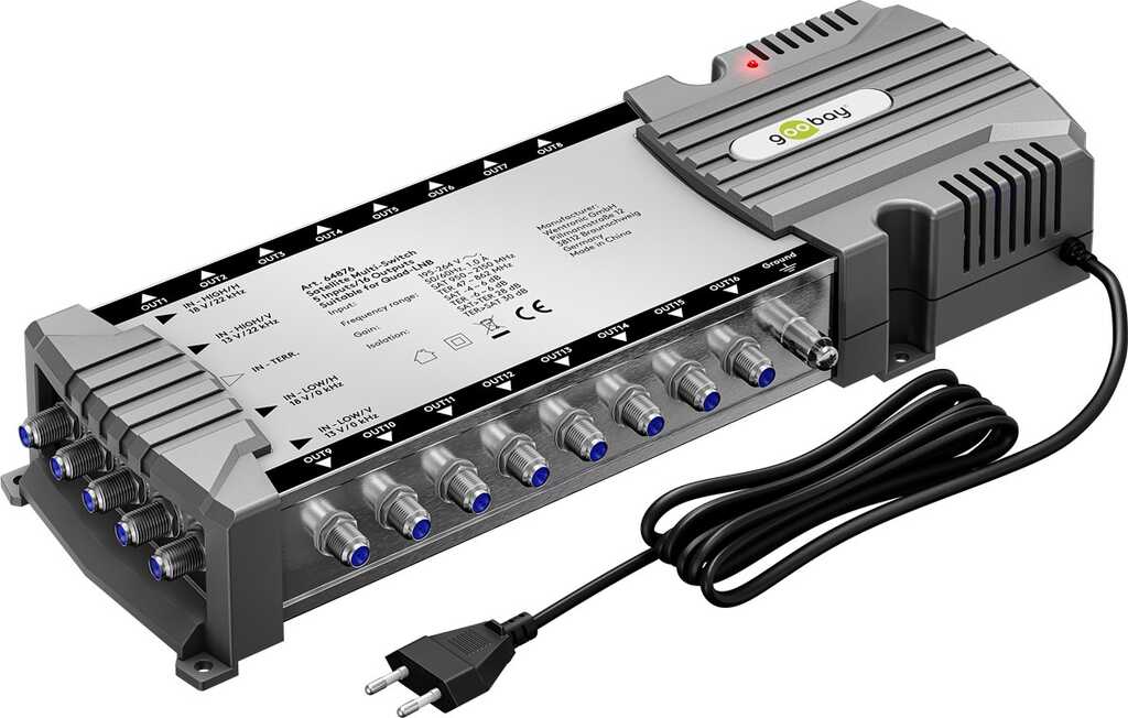 Goobay Sat-Multischalter 5 Eingänge/16 Ausgänge Verteiler für max. 16 Teilnehmer von einem Satelliten