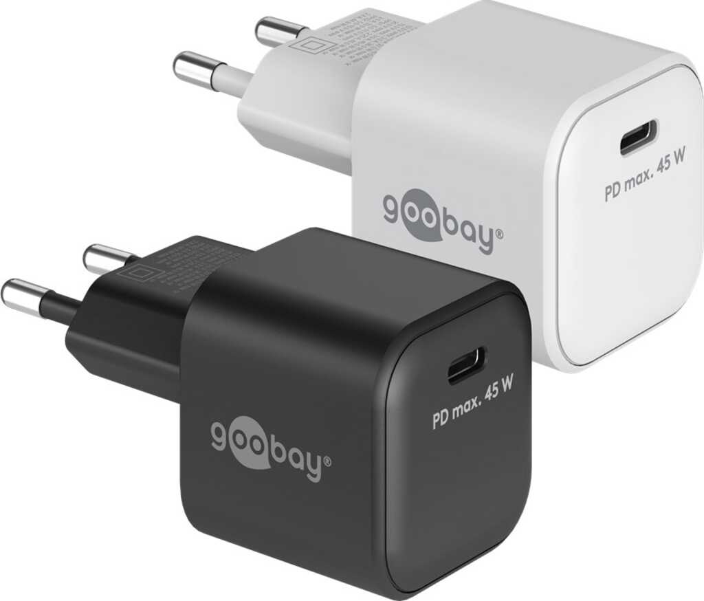 Goobay USB-C PD GaN Schnellladegerät Nano (45 W) weiß 1x USB-C-Anschluss (Power Delivery)