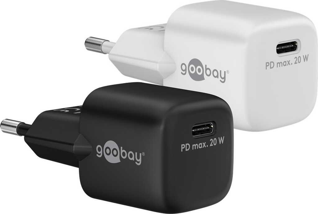 Goobay USB-C PD GaN Schnellladegerät Nano (20 W) schwarz 1x USB-C-Anschluss (Power Delivery)