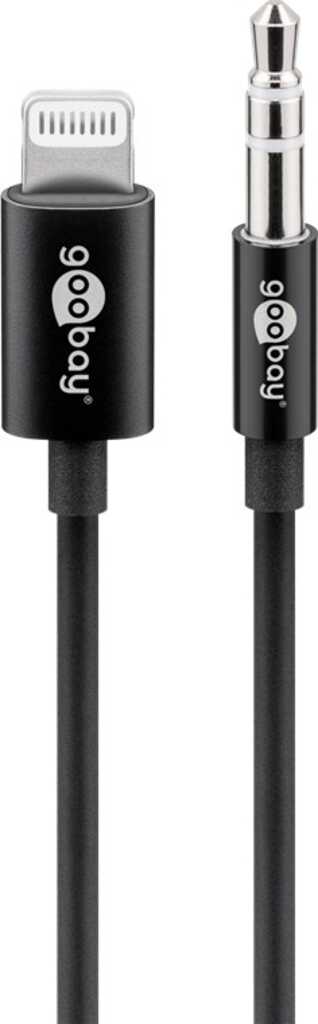 Goobay Apple Lightning Audioanschlusskabel (3,5mm), 1 m, schwarz zum Verbinden eines iPhone/iPad mit