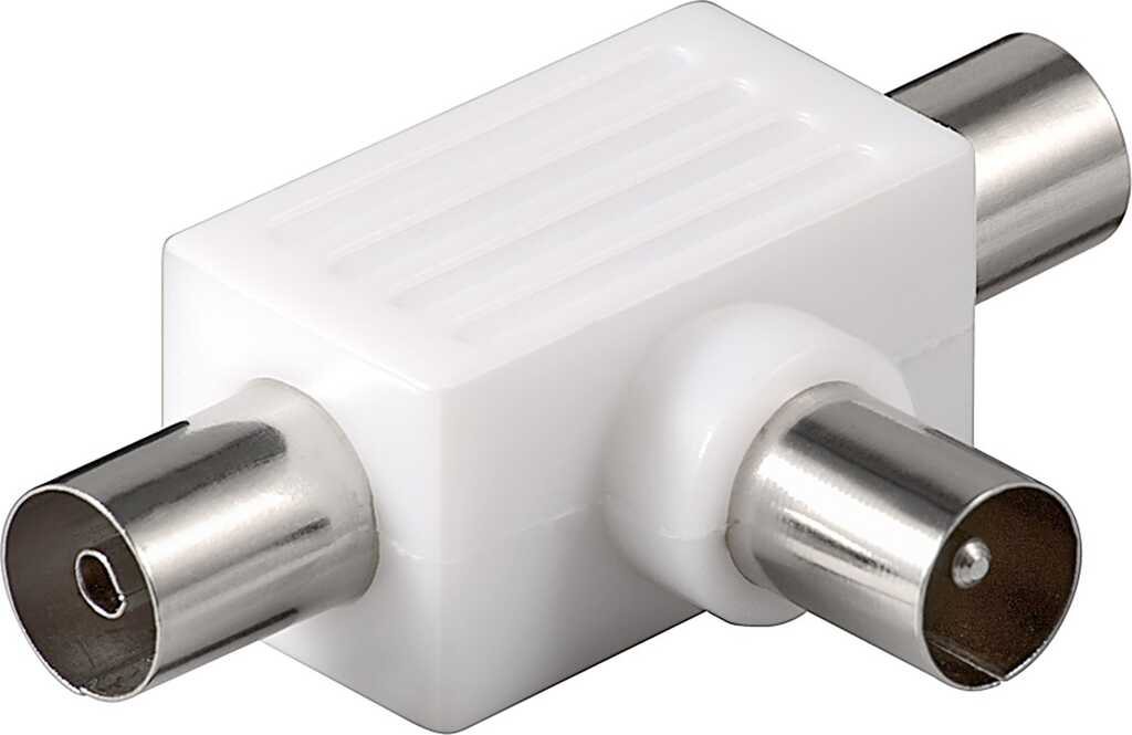 Goobay Koax-T-Adapter: doppelte Koax-Buchse > Koax-Stecker Adapter-Stecker aus Kunststoff