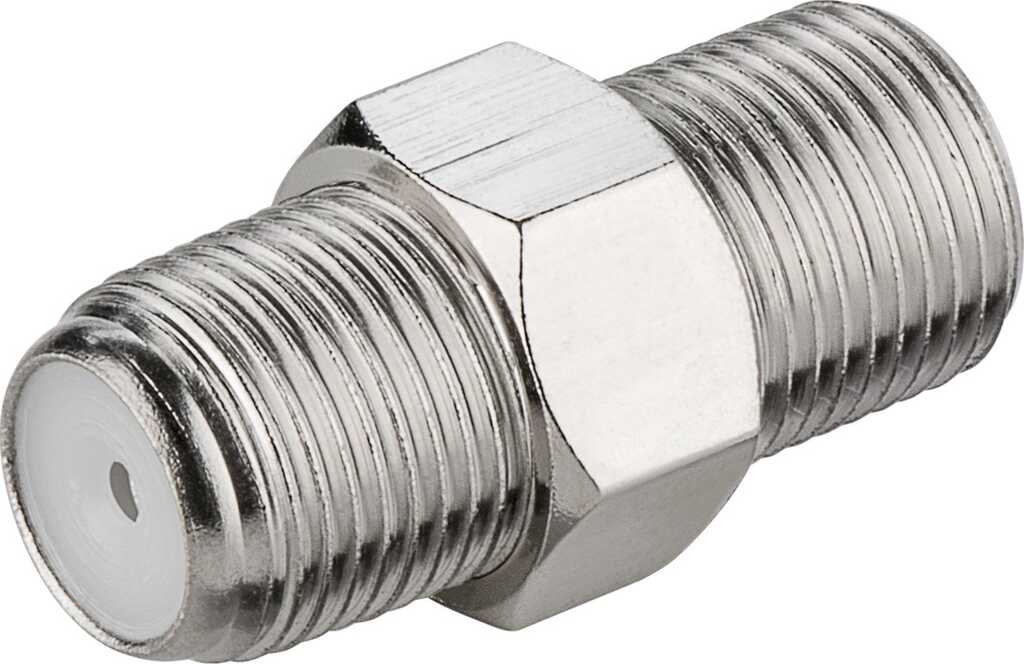 Goobay F-Verbinder: F-Buchse > F-Buchse Adapter-Stecker aus Kupfer-Zink-Gemisch