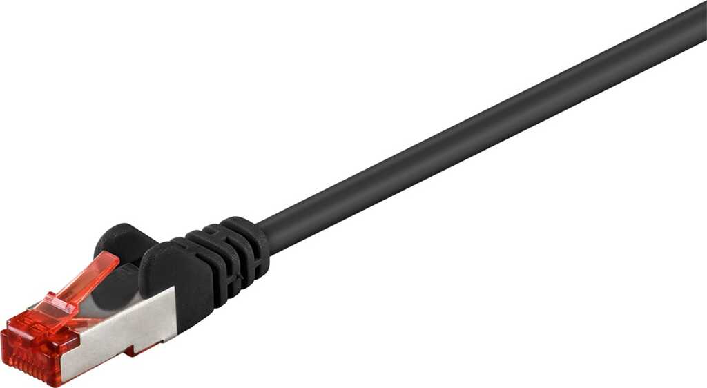 1m Patchkabel Cat.6 S/FTP schwarz (10 Gbit/s/ 250 MHz) goobay - LSZH halogenfrei, Kupfer