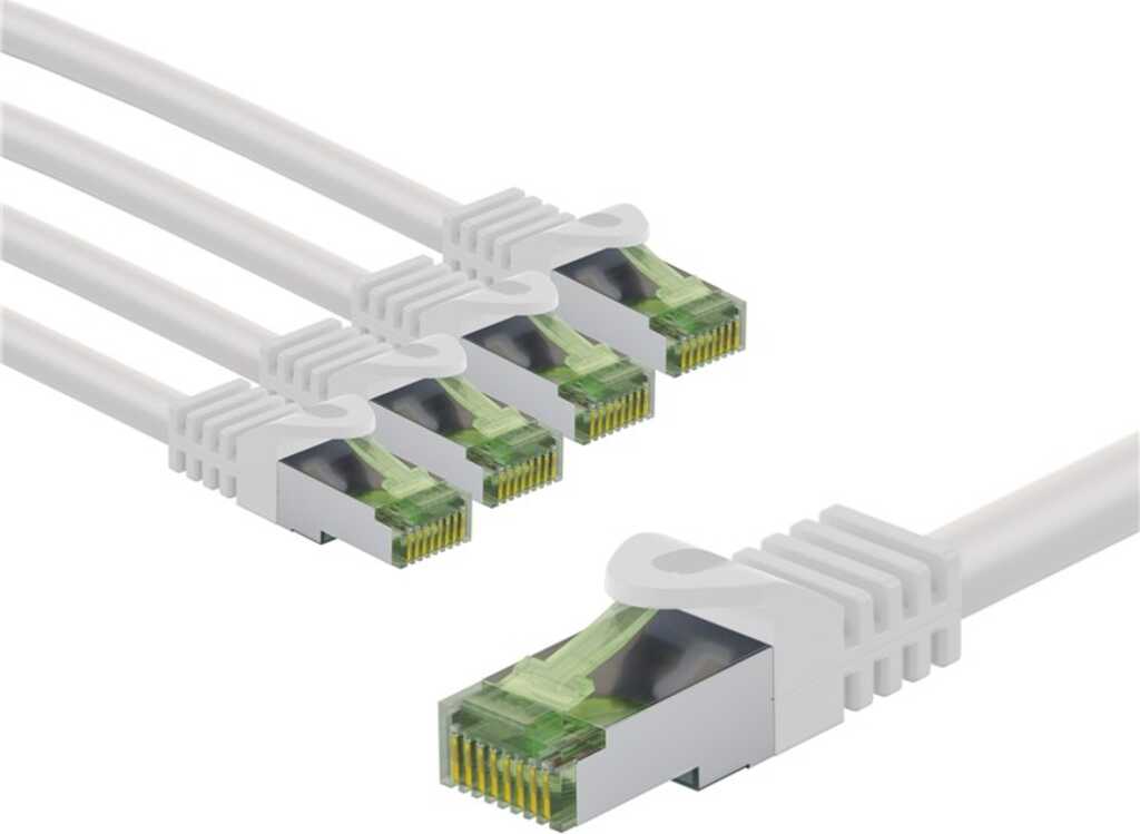 Goobay GHMT-zertifiziertes CAT 8.1 Patchkabel, S/FTP (PiMF), 1 m, weiß, 5er-Set Kupferleiter, LSZH halogenfreier Kabelmantel