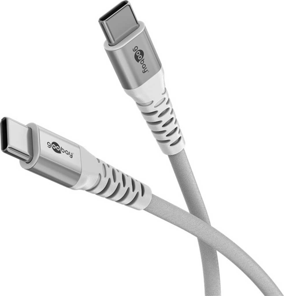 0,5m Goobay USB-C Supersoftes Textilkabel mit Metallsteckern,  weiß elegantes und extrarobustes Verbindungskabel