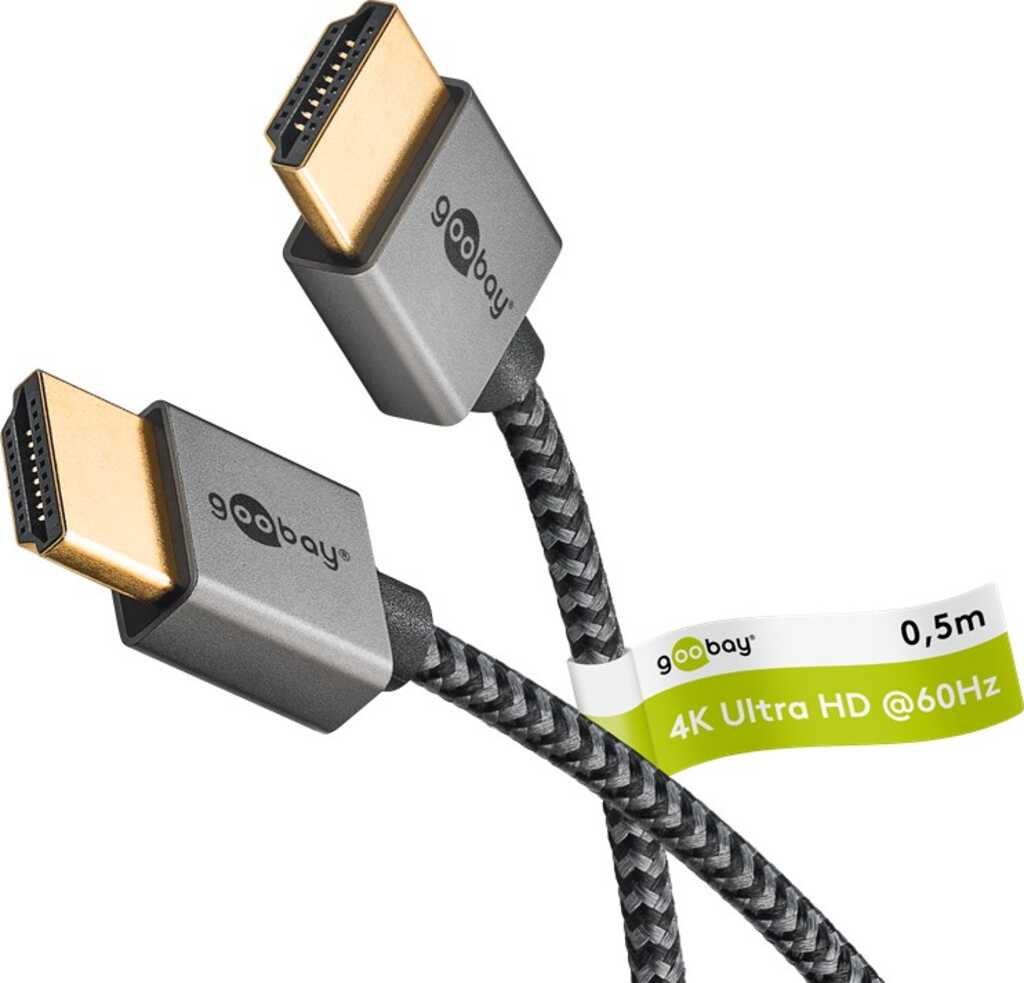 0,5m Goobay Slim High-Speed-HDMI-Kabel mit Ethernet 4K/60Hz