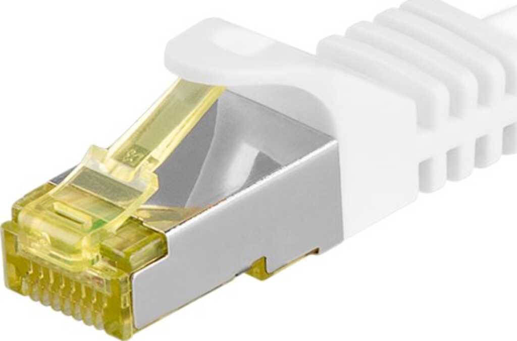 0,5m RJ45 Patchkabel S/FTP (PIMF) mit CAT 7 Rohkabel weiss goobay, CAT 6A Stecker