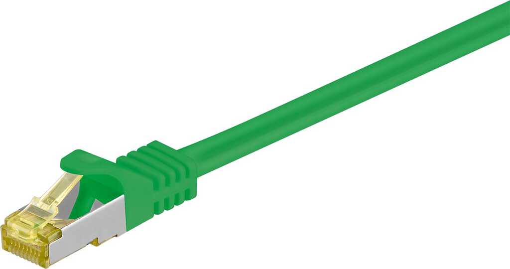 1,5m RJ45 Patchkabel S/FTP (PIMF) mit CAT 7 Rohkabel grün goobay, CAT 6A Stecker