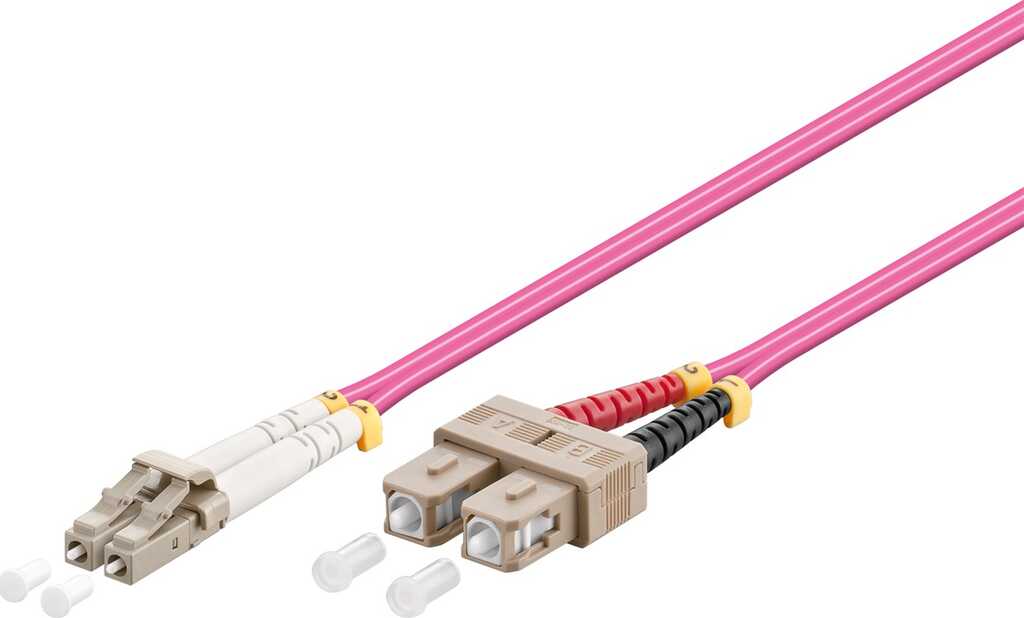 5m LWL Patchkabel LC-Stecker -> SC-Stecker, OM4 violett 