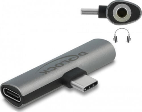 DeLOCK Audio Adapter USB Type-C zu Klinkenbuchse und USB Type-C PD grau