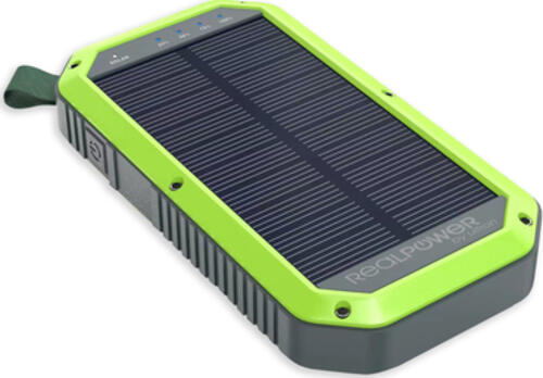 RealPower PB-10000 Solar Lithium Polymer (LiPo) 10000 mAh Kabelloses Aufladen Schwarz, Grün