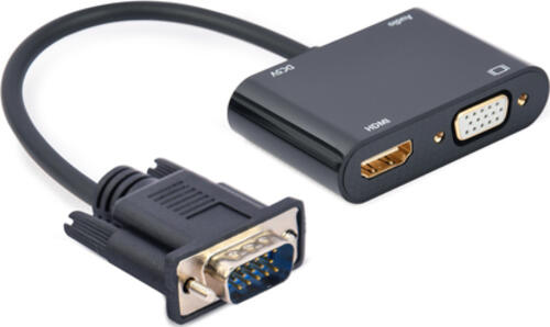 Gembird A-VGA-HDMI-02 Videokabel-Adapter 0,15 m HDMI + VGA (D-Sub) VGA (D-Sub) Schwarz